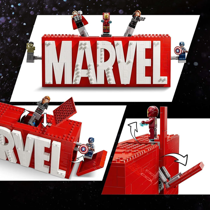 LEGO Marvel: Logo-ul și minifigurinele Marvel - Set de colecție cu Hulk, Thor, Iron Man, Black Widow și Captain America - Set de construcție cu figurine Avengers - Cadou pentru băieți și fete de la 12 ani 76313 Seturi de constructie Besuche den LEGO-Store