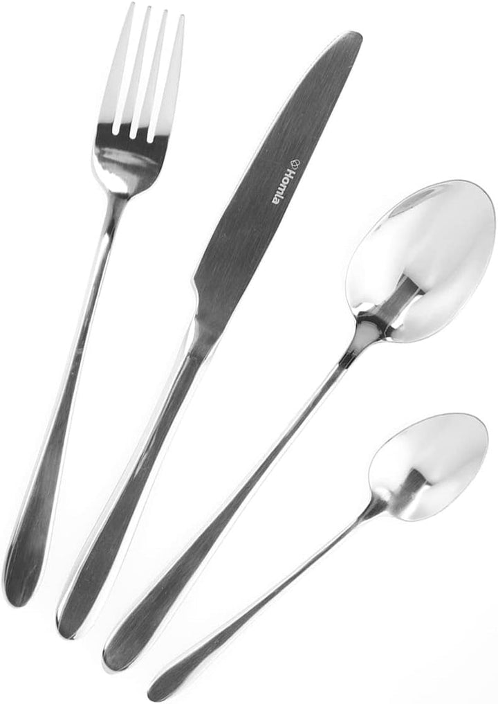 HOMLA Abele Besteckset Für Vier Personen 16-Teilig Edelstahl Hygienisch Elegant Leicht Zu Reinigen Gold Bucatarie Naty Shop Silber