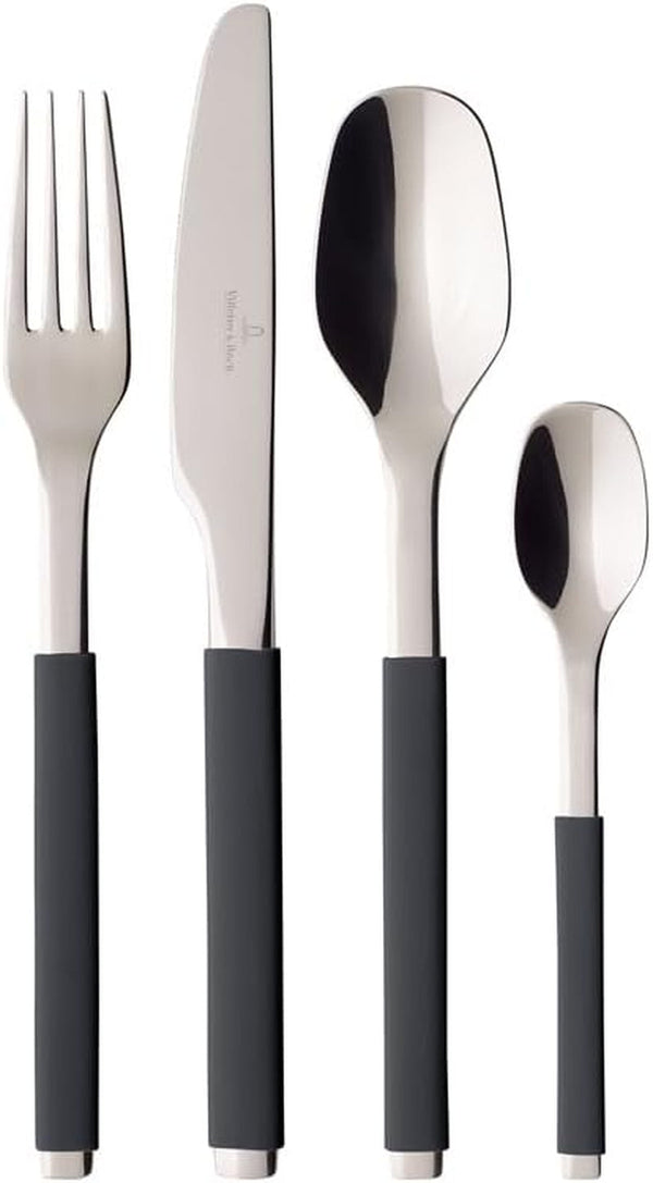 Villeroy And Boch S+ Cosy Grey Tacâmuri de masă pentru până la 6 persoane, 24 piese, oțel inoxidabil, mâner acoperit cu silicon gri Bucatarie Naty Shop