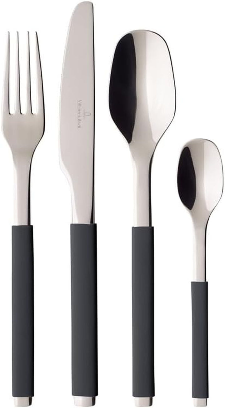 Villeroy And Boch S+ Cosy Grey Tacâmuri de masă pentru până la 6 persoane, 24 piese, oțel inoxidabil, mâner acoperit cu silicon gri Bucatarie Naty Shop