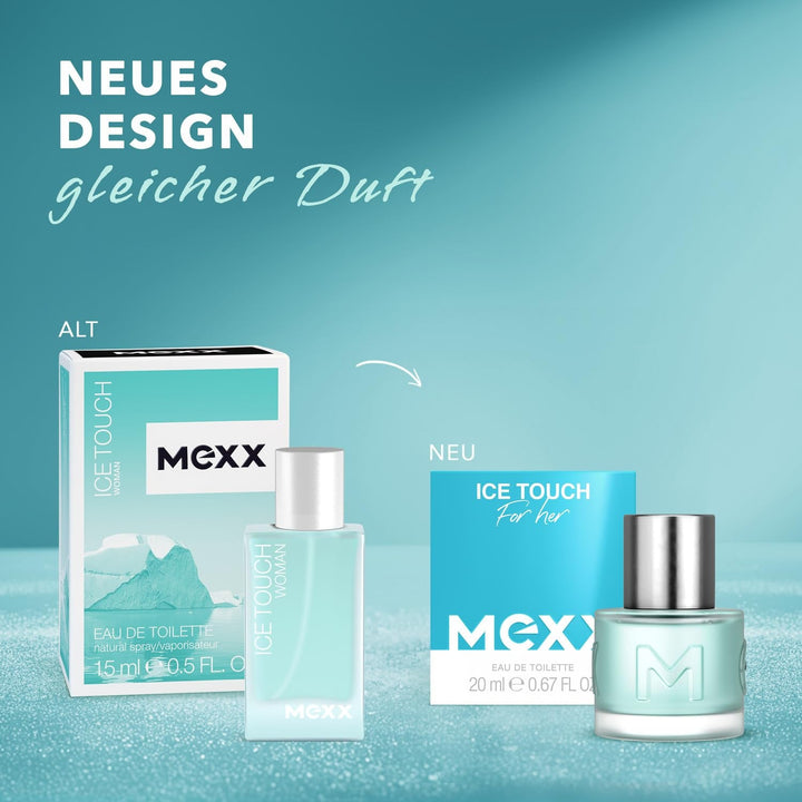 MEXX ICE TOUCH Woman Eau De Toilette, parfum de vară cu flori de portocal pentru femei active și inspirate, 20 ml