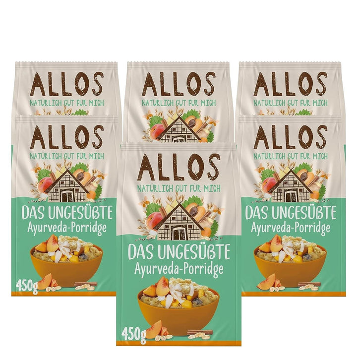 Allos Porridge de smochine și zmeură neîndulcit, Set 6 x 500 grame Cereale Naty Shop Terci Ayurveda