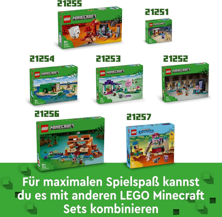 LEGO Minecraft The Frog House, casă de jucărie cu figuri, inclusiv zombie, slime și om înecat, plus accesorii precum barcă de jucărie și banc de lucru, cadou pentru băieți și fete de la 8 ani 21256 Seturi de constructie Besuche den LEGO-Store
