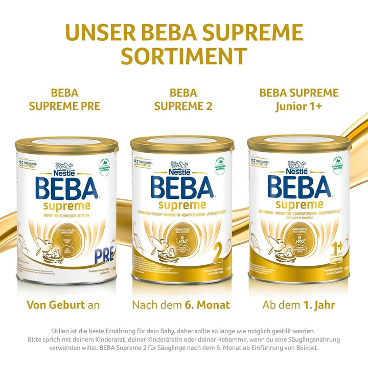 Băutură pentru copii BEBA SUPREME Junior 1+ de la 1 ani, mâncare pentru copii cu complex 6 HMO, numai lactoză, fără ulei de palmier, pachet 6 (6 x 800 g) Mama si Copilul Naty Shop