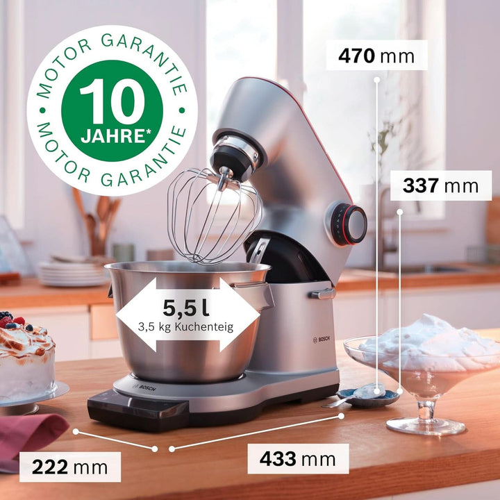 Robot de bucătărie Bosch Seria 8 MUM9AX5S00, bol din oțel inoxidabil 5,5 L, 1600W Mama si Copilul Naty Shop