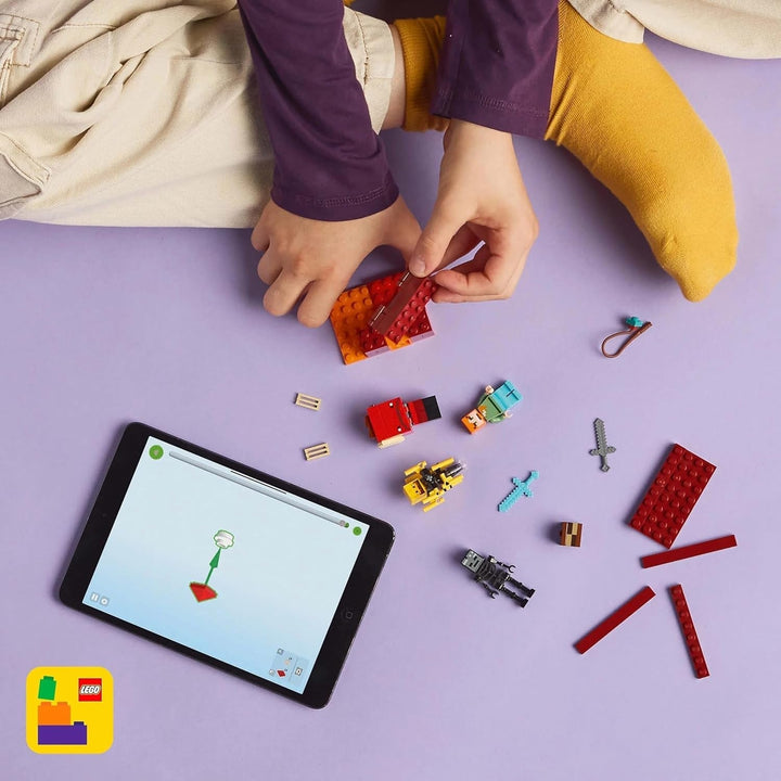 LEGO Minecraft Duelul de lavă din adâncuri, jucărie pentru fanii jocului video, fortăreață cu minifigurine, inclusiv Alex, scheletul Wither, Lohe și Strider, cadou pentru fete și băieți de la 6 ani 21266 Seturi de constructie Besuche den LEGO-Store