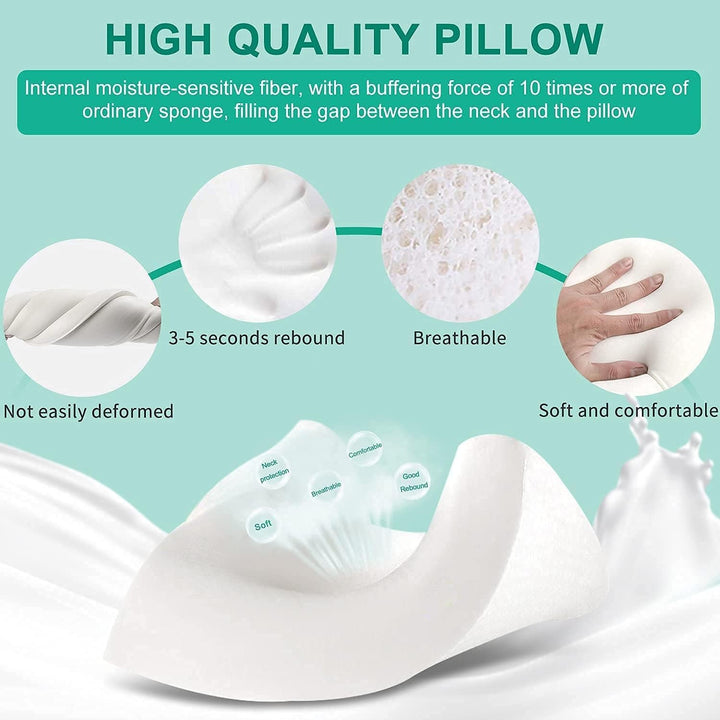 Fityou Pernă din spumă de memorie, pernă de sprijin pentru gât, pernă ergonomică de dormit, pernă de răcire, design cu două fețe, capac de pernă lavabil (67.5X40X13Cm) Perne ortopedice cervicale Naty Shop