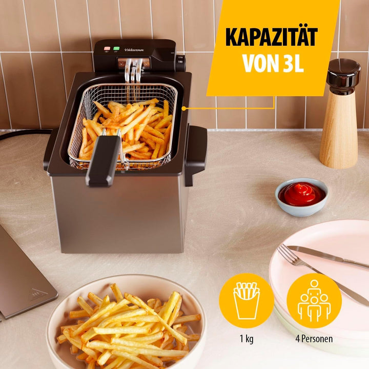 Friteuză Tristar, Capacitate 3L, 2000 W, Tehnologie Cool Zone, Oțel inoxidabil Electrocasnice Naty Shop