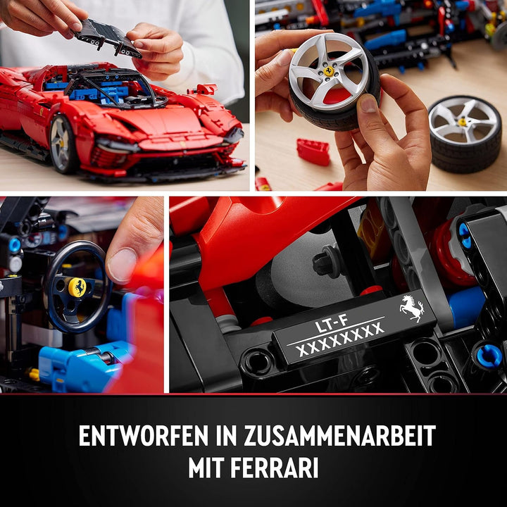 Kit machetă LEGO Technic Ferrari Daytona SP3 la scara 1:8, Mașină super sport roșie, Obiect de colecție machetă de mașină extinsă, Ultimate Car Concept 42143 Seturi de constructie Besuche den LEGO-Store