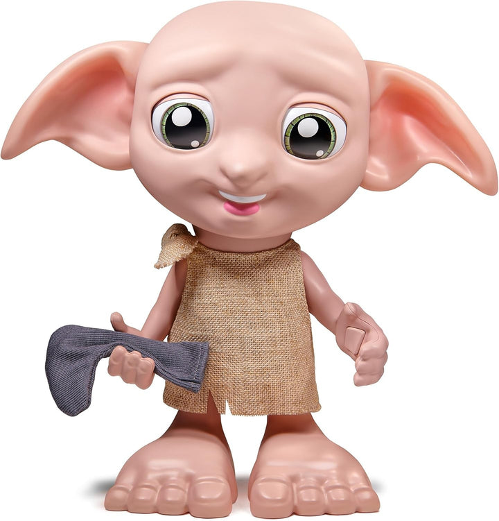 Wizarding World Harry Potter - Păpușa interactivă Dobby House Elf cu peste 30 de sunete, propoziții și mișcări, germană-italiană, jucărie pentru copii de la 6 ani, Fan Article Papusi Naty Shop