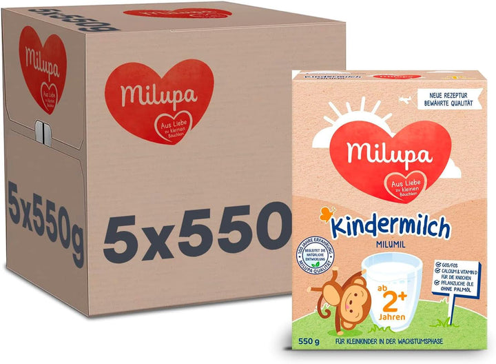 Milupa Lapte copii Milumil 1 plus - de la 1 an - pentru copii mici in faza de crestere - insoteste dezvoltarea naturala - 5 x 550 g pudra Mama si Copilul Naty Shop Milupa Milumil lapte pentru copii 2+ 5 x 550 grame