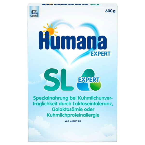 Humana SL Expert, de la nastere, hrana speciala pentru intoleranta la laptele de vaca datorita intoleranta la lactoza, galactozemie sau alergie la proteinele din laptele de vaca, pentru sugari si copii mici, 600 G Mama si Copilul Naty Shop