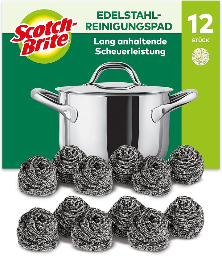 Scotch-Brite Classic Pot Cleaner, 16 bureți per pachet, burete pentru bucătărie - curăță puternic și eficient Detergenti Bucatarie Naty Shop Argintiu Spiralate din oțel inoxidabil