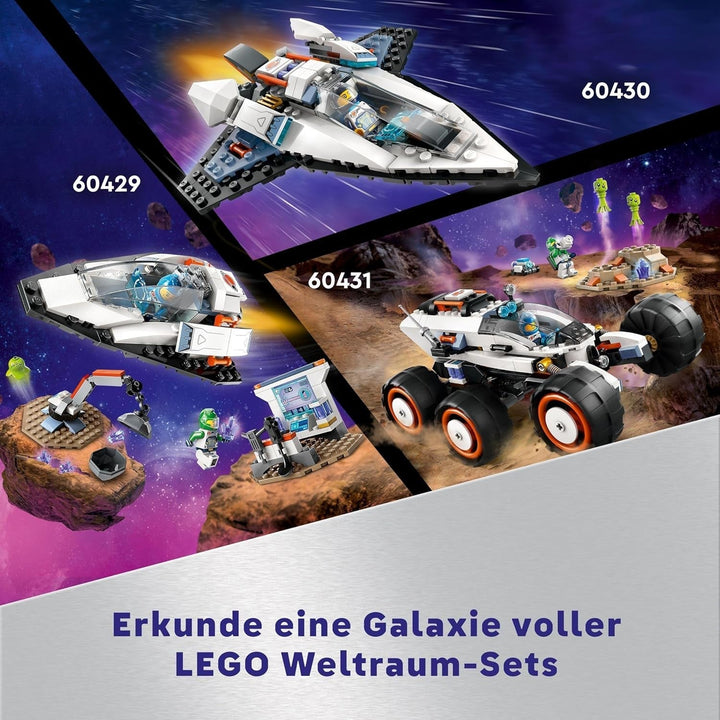 LEGO City Space Asteroid Recovery, jucărie spațială cu navă spațială, stație spațială, 2 minifigurine și o figurină extraterestră, cadou pentru copii, băieți și fete de la 4 ani 60429 Seturi de constructie Besuche den LEGO-Store
