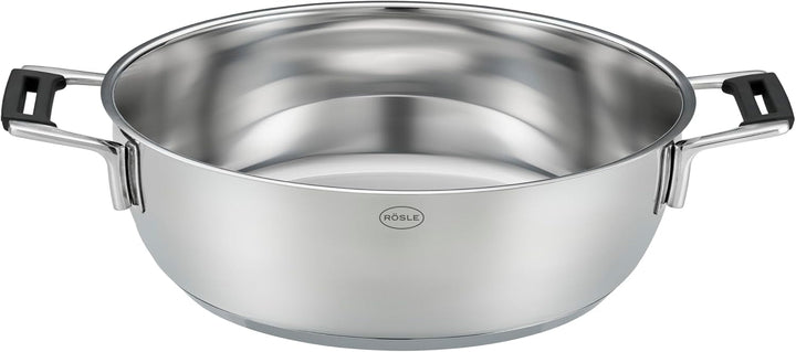 Tigaie RÖSLE SILENCE PRO, tigaie cu strat antiaderent premium Proresist rezistent la zgârieturi, mâner din silicon, inducție Oale si Tigai Naty Shop Tigaie de servire din oțel inoxidabil 28 Cm