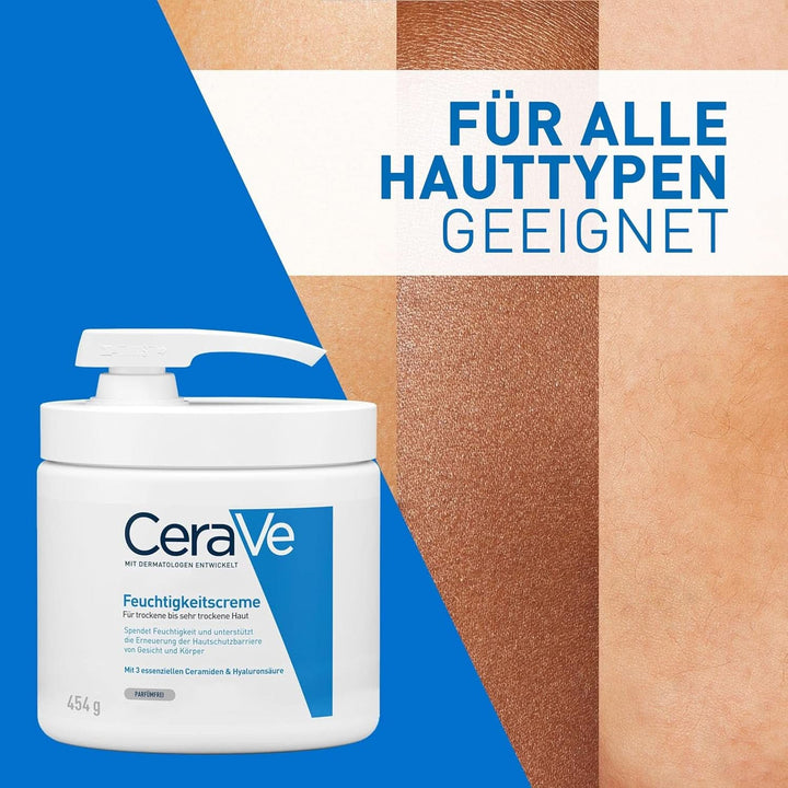 Cerave, Cremă hidratantă pentru corp și față pentru pielea uscată, cu hialuron și 3 ceramide esențiale, 454 g Cosmetice si Infrumusetare Naty Shop
