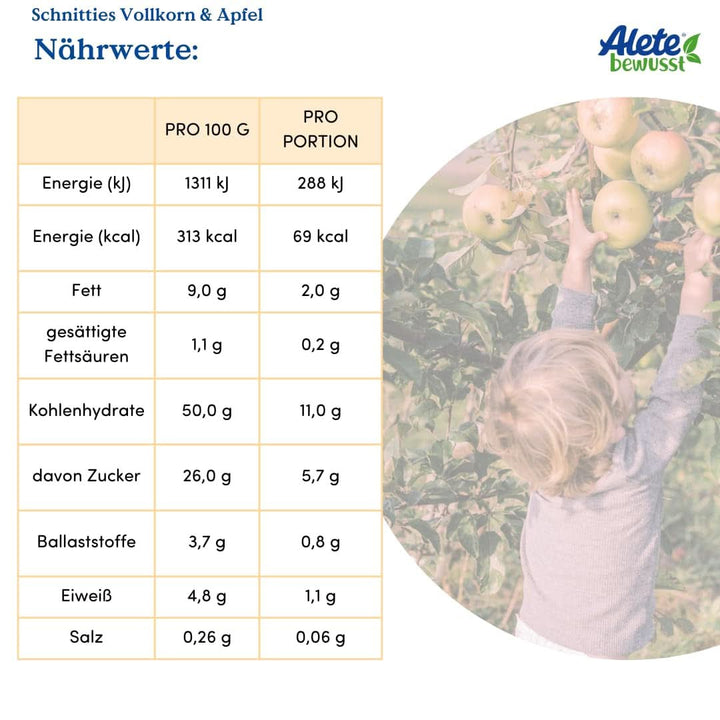 Alete Bio Schnitties cereale integrale si mere 6 X 22 grame Mama si Copilul Naty Shop