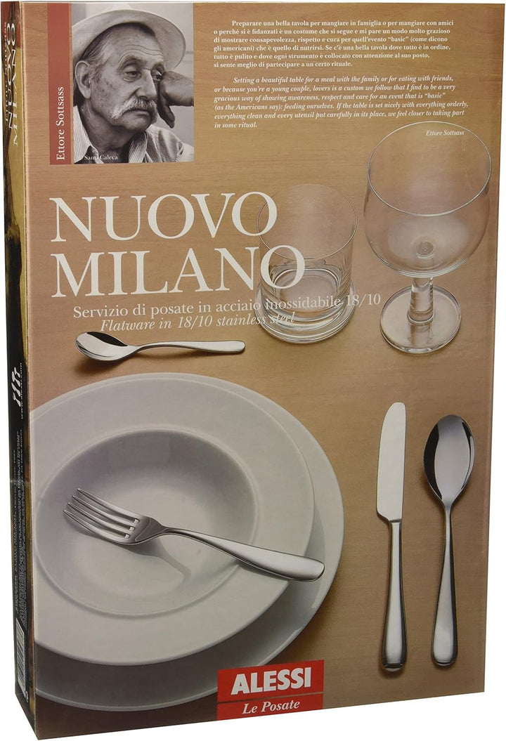 Alessi 5180S24M Nuovo Milano Set de tacâmuri monobloc 24 piese din oțel inoxidabil lustruit 18/10 Bucatarie Naty Shop