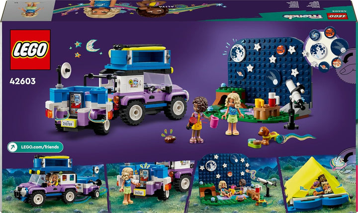 Set de vehicule de camping LEGO Friends Stargazer cu mașină de teren și telescop de jucărie, cadou de la 7 ani pentru fete și băieți, include figurile de joc Nova, Aliya și un câine 42603 Seturi de constructie Besuche den LEGO-Store
