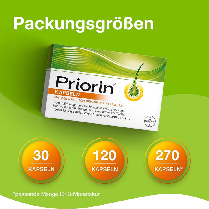 Priorin capsule - capsule de păr cu nutrienți pentru rădăcinile părului - pentru tulburări hormonale ereditare de cădere și creștere a părului - 1 x 120 capsule Ingrijirea parului Naty Shop
