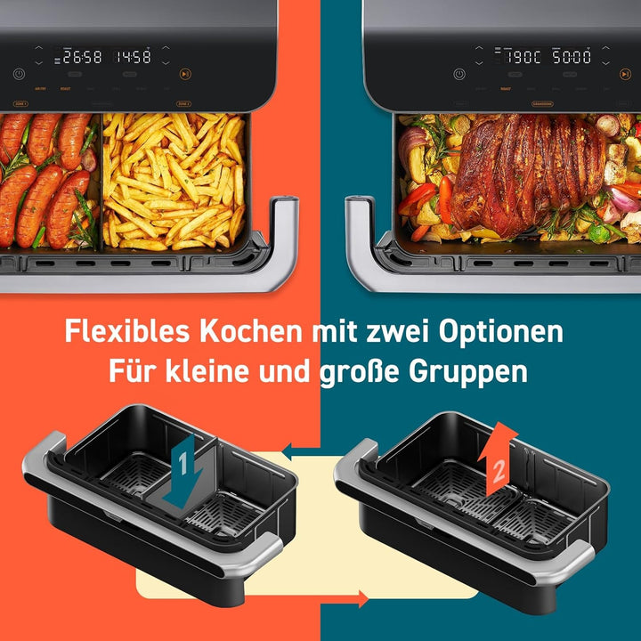 COSORI Hot Air Fryer 2 camere Airfryer, 8-In-1 Dual Blaze Twinfry XXL, 10litri Electrocasnice Naty Shop