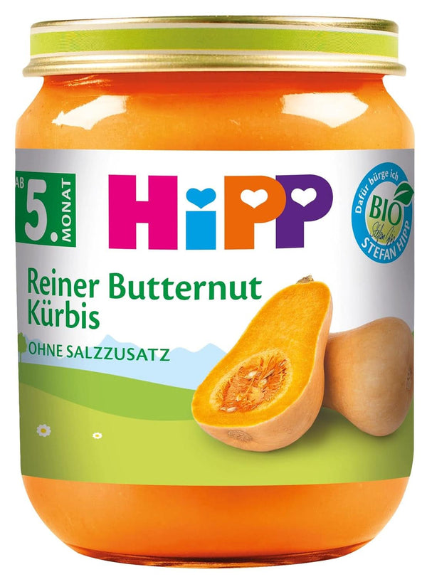 Hipp Organic Vegetables, piure din legume, pachet de 6 x 125 grame sau 6 x 190 grame Mama si Copilul Naty Shop 6 x 125 grame Dovleac Butternut