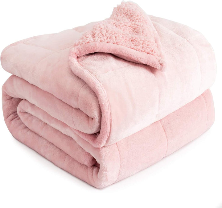 Pătură cu greutate Cottonblue, 6,8 kg, dimensiunea reginei, flanel, Shaggy, Sherpa, pătură cu greutate pentru adulți, pături cu greutate confortabile pentru a calma și relaxa, plapume grele, 152.4 X 203.2 Plapumi si pilote Naty Shop Roz 60 X 80 15 Lb