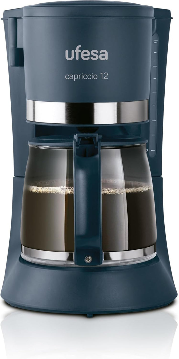 Espressor Ufesa CG7114 Capriccio Drip, 6 cești, 600W, carafă 0.6L, sistem anti-picurare, oprire automată, albastru