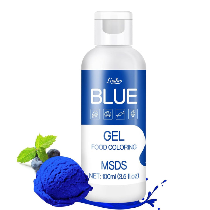 Lebensmittelfarbe Gel - 100Ml Gel Lebensmittel Farben Für Kuchen, Backen, Kekse, Macaron - Zuckerfrei Konzentrierte Farbe Food Coloring Für Tortendeko, Getränken, Osterei, DIY Slime (Weiß) Naty Shop Blau