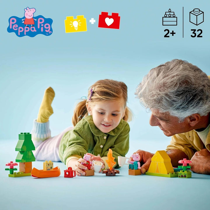 LEGO DUPLO Peppa Wutz Camping Trip - jucărie educativă pentru băieți și fete de la 2 ani - include cort, canoe, foc de tabără și 2 minifigurine - jucărie pentru activități motorii, sortare după culoare 10452 Seturi de constructie Besuche den LEGO-Store
