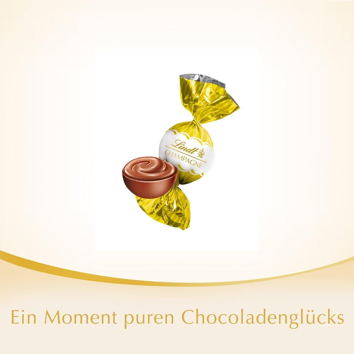 Lindt Marc De Champagne, 56 de ciocolate cu lapte integral, cu umpluturi rafinate, care conțin alcool, 70 grame Bomboane de Ciocolata Naty Shop