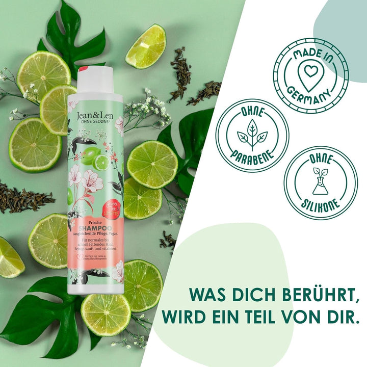 Șampon cu efect de hidratare Jean & Len Green Tea & Lime, pentru păr normal până la gras, 300 ml Duș și baie Jean & Len Green Tea & Lime