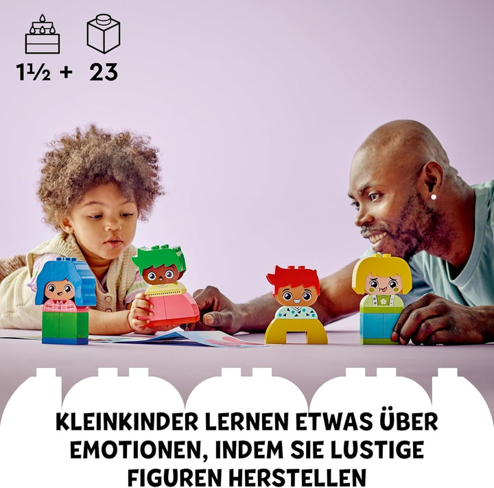 LEGO DUPLO Big Feelings, joc de stivuire pentru construcții cu 23 de cărămizi colorate și 4 figurine, jucărie pentru abilități motorii pentru a promova dezvoltarea socială și emoțională a copiilor mici de la 18 luni 10415 Seturi de constructie Besuche den LEGO-Store