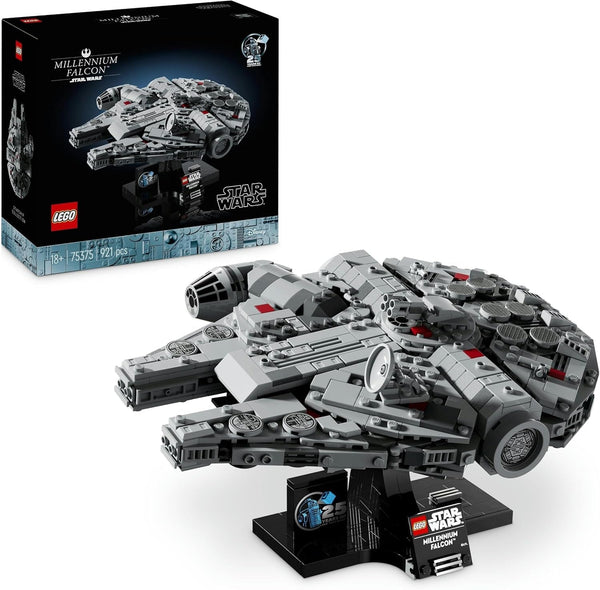 LEGO Star Wars Millennium Falcon, set aniversar 25 de ani pentru adulți, navă construibilă, piesă de colecție din "O nouă speranță", kit model navă spațială, cadouri pentru bărbați, femei 75375 Seturi de constructie Besuche den LEGO-Store Singur