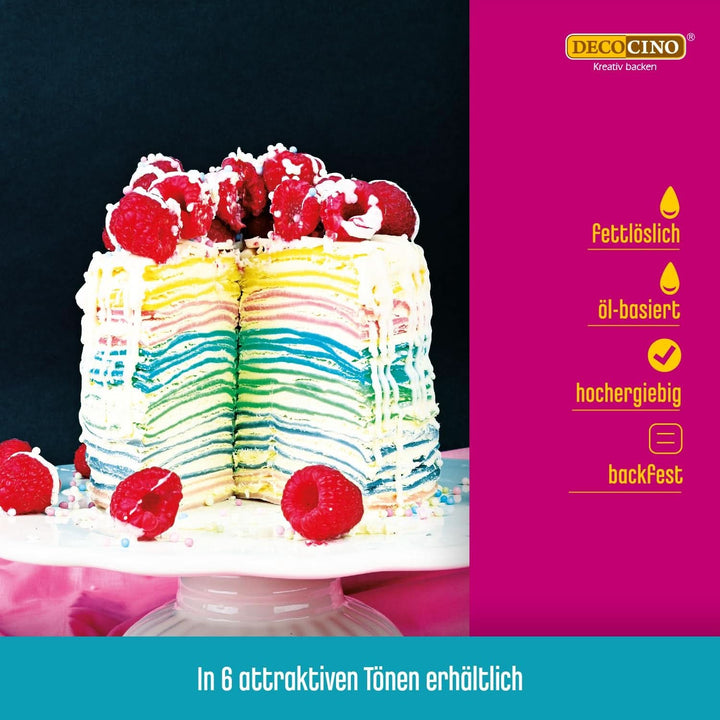 Decocino, Set coloranti alimentari liposolubili, AZO - free, set 6 coloranti x 15 g Coloranti Alimentari Naty Shop