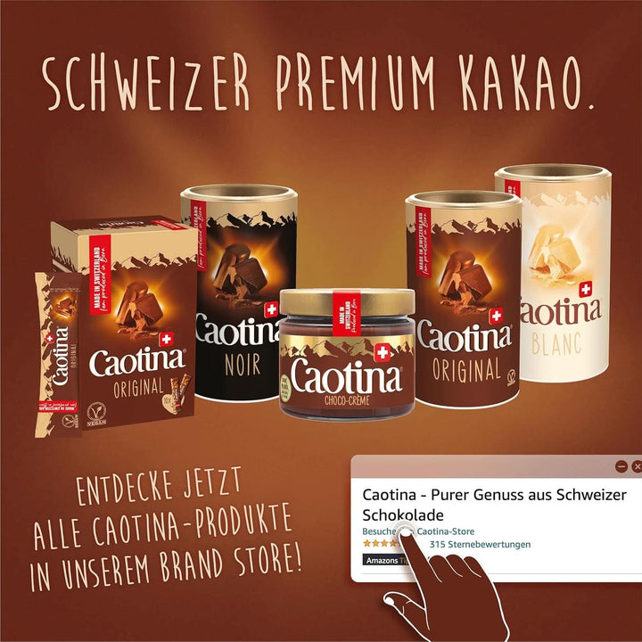 Caotina, pudră de cacao pentru ciocolată caldă cu ciocolată albă elvețiană - cea mai fină cacao durabilă și certificată (6 X 500grame) Cacao si Ciocolata Calda Naty Shop