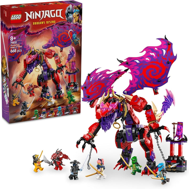 LEGO NINJAGO Chaos Dragon Thundertooth - Jucărie cu 6 minifigurine Ninja - Set de construcție pentru jocuri de rol pentru băieți și fete cu vârsta peste 8 ani - Cadouri pentru fanii serialului TV Rise of the Dragons 71832 Seturi de constructie Besuche den LEGO-Store Titlu implicit