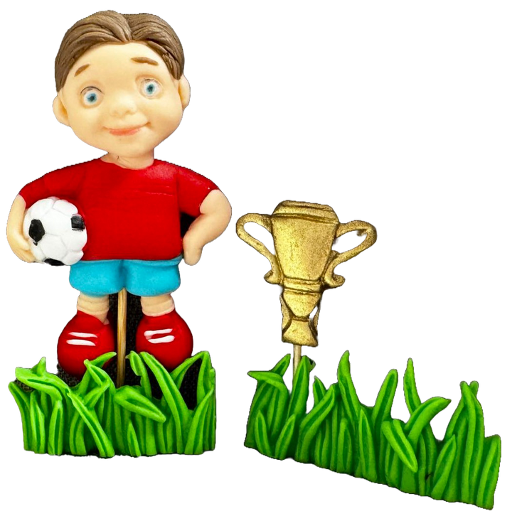 Set 4 decoratiuni comestibile din zahar, Fotbalist Decoratiuni din Pasta de Zahar Naty Shop