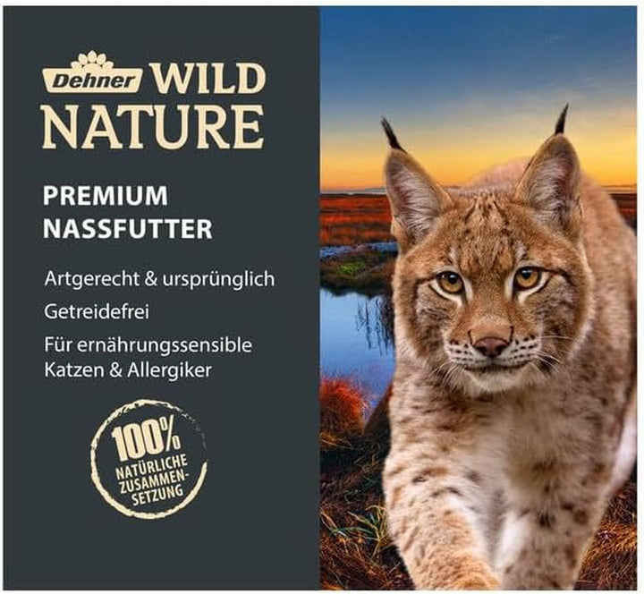 Hrană pentru pisici Dehner Wild Nature Kitten Hügelland, hrană umedă fără cereale / fără zahăr, pentru pisici tinere, pui, sac de 16 X 85 G (1,36 kg)