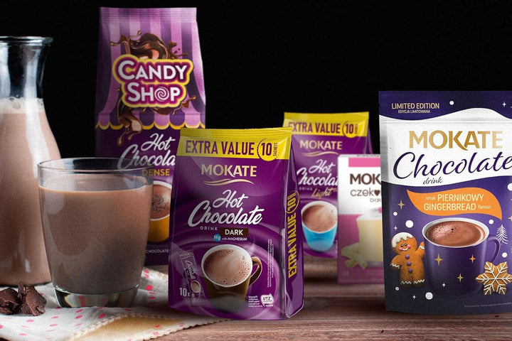 MOKATE® Ciocolată caldă neagră - 1 pachet 180 grame - 10 plicuri Cacao si Ciocolata Calda Naty Shop