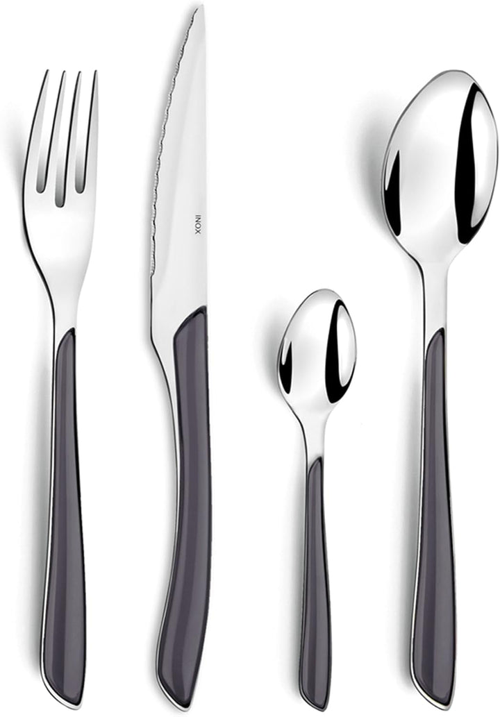 Amefa ECLAT set de tacâmuri NATURE, 24 de piese, 6 persoane Bucatarie Naty Shop Lucios monocrom Gri 16 piese