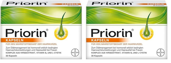 Priorin capsule - capsule de păr cu nutrienți pentru rădăcinile părului - pentru tulburări hormonale ereditare de cădere și creștere a părului - 1 x 120 capsule Ingrijirea parului Naty Shop 30 capsule (pachet de 2)