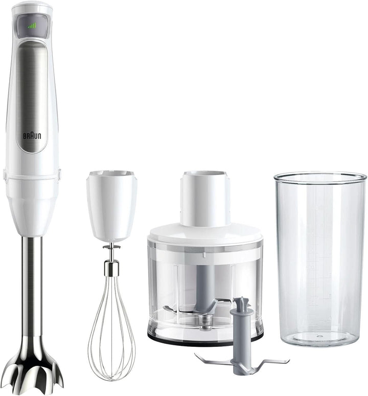 Braun Multiquick 7 MQ 7035X Stabmixer - Pürierstab Mit Abnehmbarem Edelstahl Mixfuß Mit Activeblade Technologie Zum Pürieren Der Härtesten Zutaten, Inkl. 3-Teiliges Zubehör Set, 1000 Watt, Schwarz Bucatarie Naty Shop Weiß Zerkleinerer (500 G)