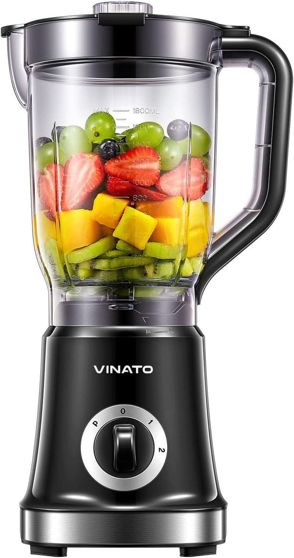 Mixer, Standmixer Mit 4 Klingen Mixer Für Smoothies, Milchshakes Und Säfte,Blender Mit Edelstahlklingeneinheit, Sicherheitsschalter Bucatarie Naty Shop Schwarz