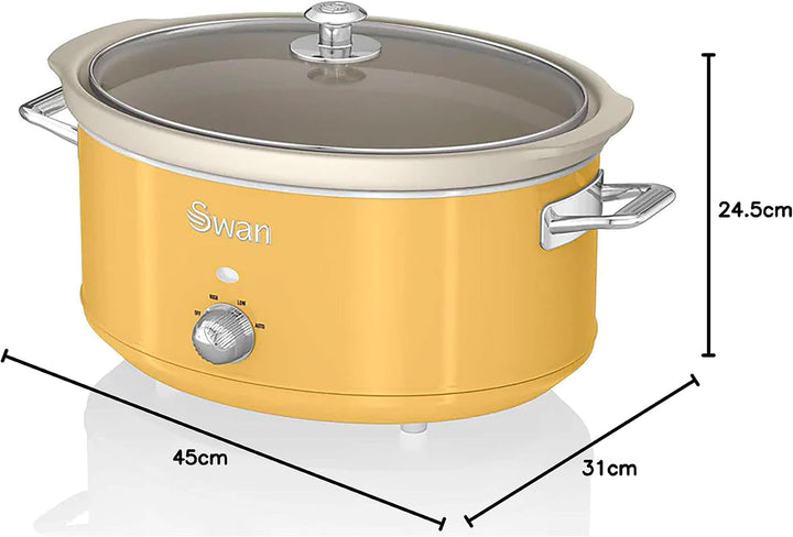 Swan Retro SF17031YELNEW Slow Cooker 6.5 litri, 320W Slow Cooker Naty Shop