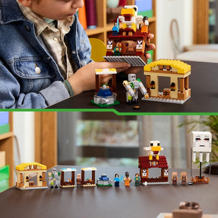 LEGO Minecraft Atacul balonului Ghast - Jucărie gamer pentru copii - Set de construcție pentru jocuri video cu casă, pui și golem - Marfă de film pentru băieți cu vârsta peste 10 ani - 21273 Seturi de constructie Besuche den LEGO-Store