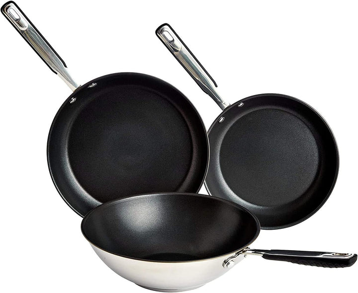 Tigaie din oțel inoxidabil cu acoperire neaderentă - potrivită pentru inducție, cu mâner confortabil - 28 Cm Oale si Tigai Naty Shop 24/28/28 Cm Set de tigăi