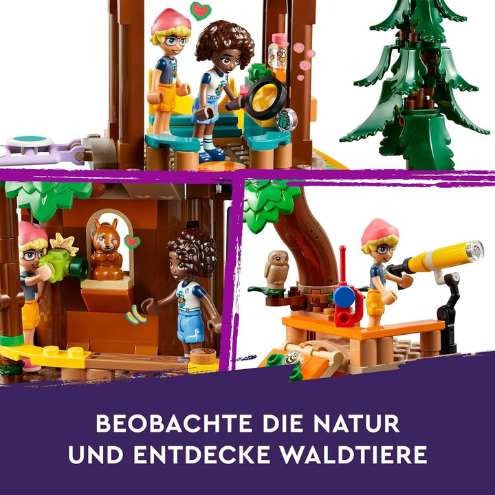 LEGO Friends Tree House At Adventure Camp, set de joacă pentru fete și băieți de la 8 ani cu 5 figurine și 5 animale, idee de cadou pentru jocuri creative, jucării sportive, casă de păpuși 42631 Seturi de constructie Besuche den LEGO-Store