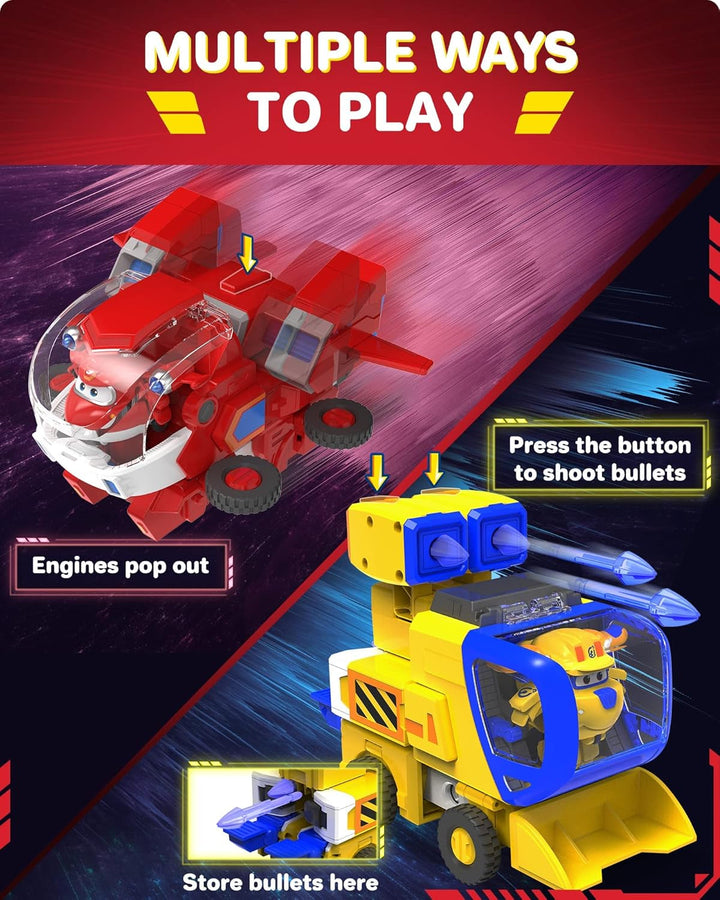 Super Wings Robot Toys - Jett Transformers Toy Cars Toy Trucks Avec Mini Jet Avion Jouets Pour Enfants 3 4 5 Ans, Red Action figures Naty Shop