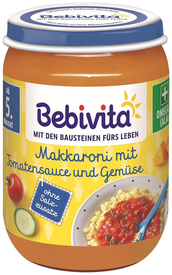 Meniuri din luna a 5-a Macaroane cu sos de rosii si legume, pachet 6 (6 x 190g) Mama si Copilul Naty Shop 190 G (1Er Pack) Makkaroni Mit Tomatensauce Und Gemüse